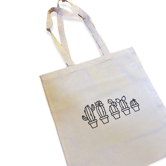 NWT Wool + Pepper Co. Cactus Family Reusable Cotton Tote Bag - Picture 2 of 3